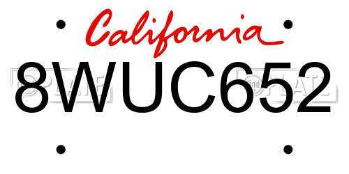 8WUC652 California License Plate