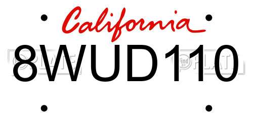 8WUD110 California License Plate