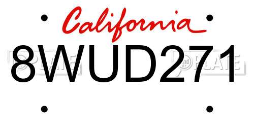 8WUD271 California License Plate