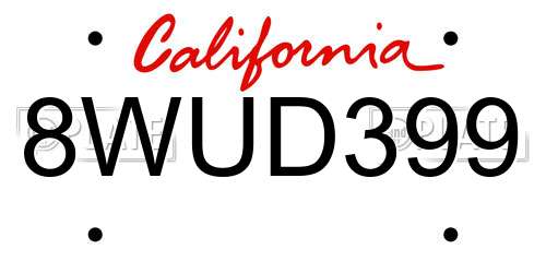 8WUD399 California License Plate