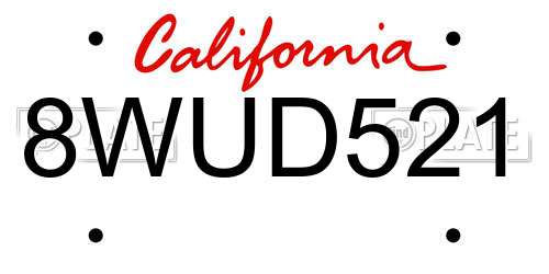 8WUD521 California License Plate
