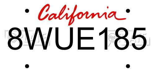 8WUE185 California License Plate