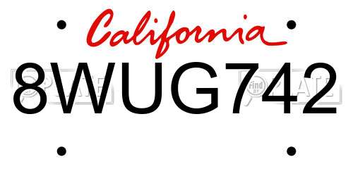 8WUG742 California License Plate