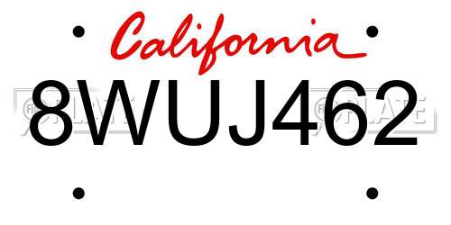 8WUJ462 California License Plate