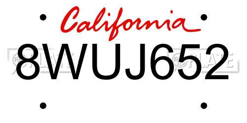 8WUJ652 California License Plate
