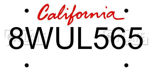 8WUL565 California License Plate