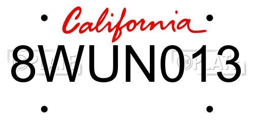 8WUN013 California License Plate