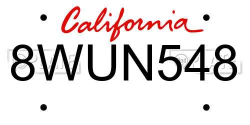 8WUN548 California License Plate
