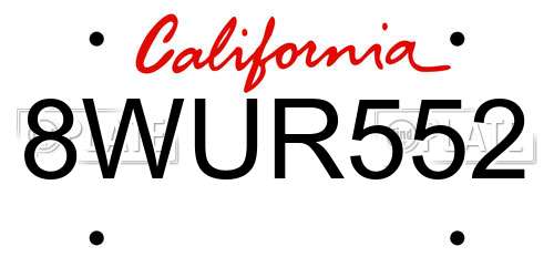 8WUR552 California License Plate