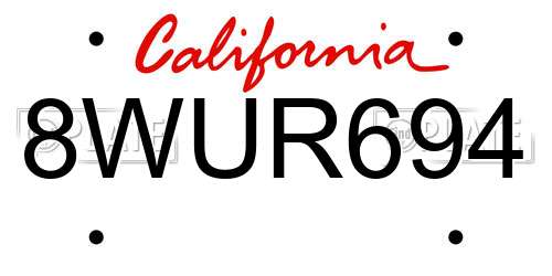 8WUR694 California License Plate