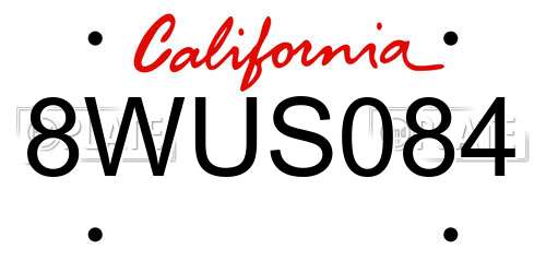 8WUS084 California License Plate