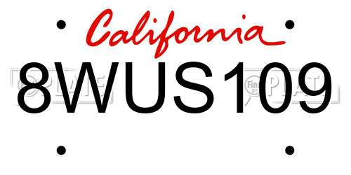 8WUS109 California License Plate