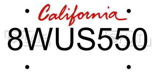 8WUS550 California License Plate