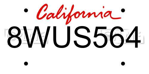 8WUS564 California License Plate