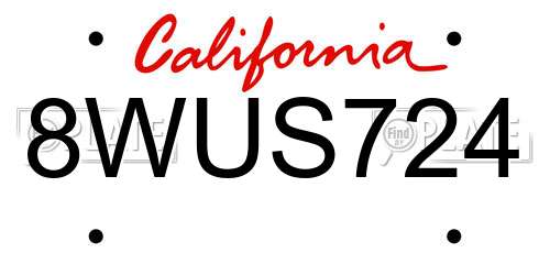 8WUS724 California License Plate