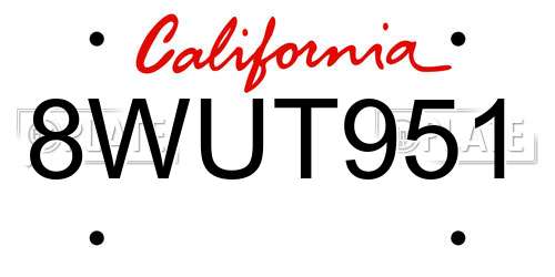 8WUT951 California License Plate