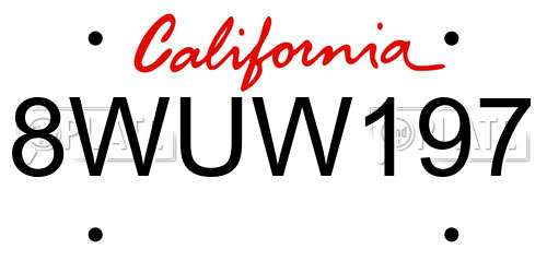 8WUW197 California License Plate