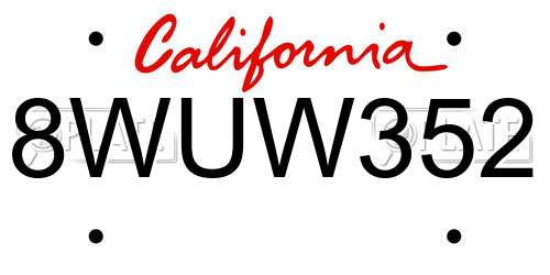 8WUW352 California License Plate