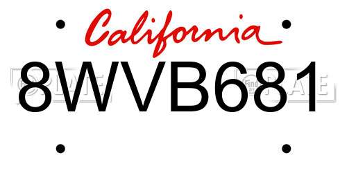 8WVB681 California License Plate