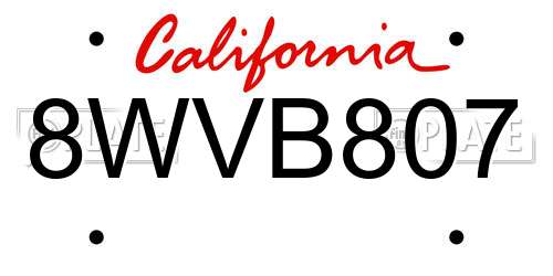 8WVB807 California License Plate