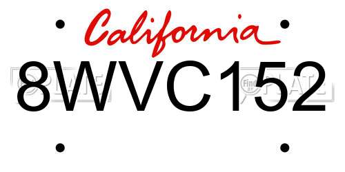 8WVC152 California License Plate