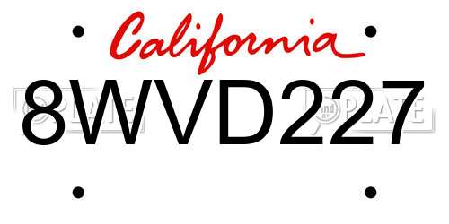 8WVD227 California License Plate