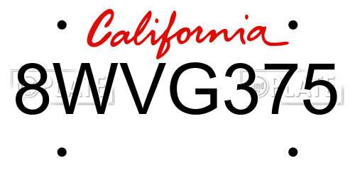 8WVG375 California License Plate