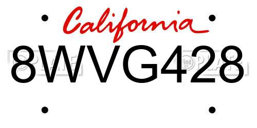 8WVG428 California License Plate