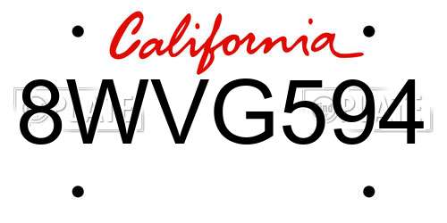 8WVG594 California License Plate