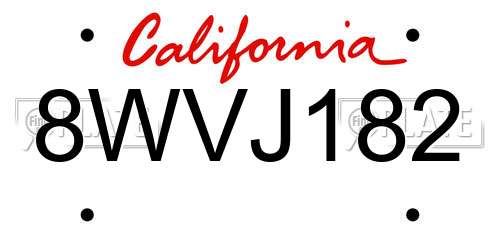 8WVJ182 California License Plate