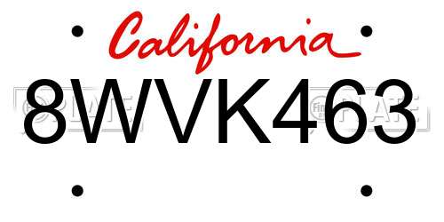 8WVK463 California License Plate