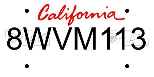 8WVM113 California License Plate