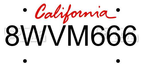 8WVM666 California License Plate