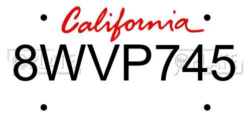8WVP745 California License Plate