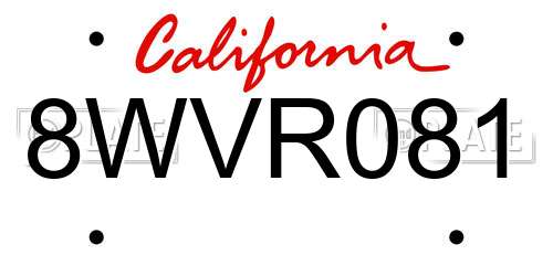 8WVR081 California License Plate