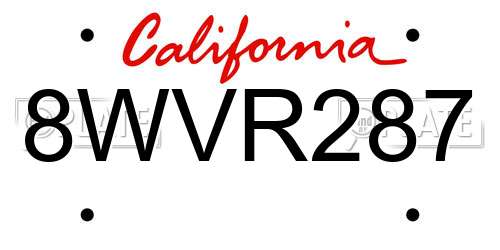 8WVR287 California License Plate