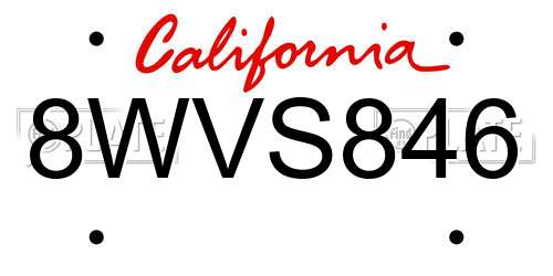 8WVS846 California License Plate