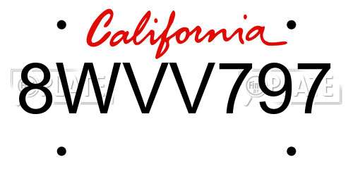 8WVV797 California License Plate