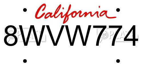 8WVW774 California License Plate