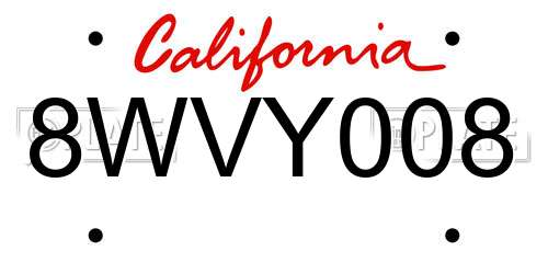 8WVY008 California License Plate