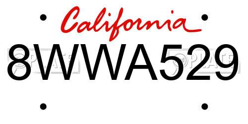 8WWA529 California License Plate