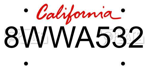 8WWA532 California License Plate
