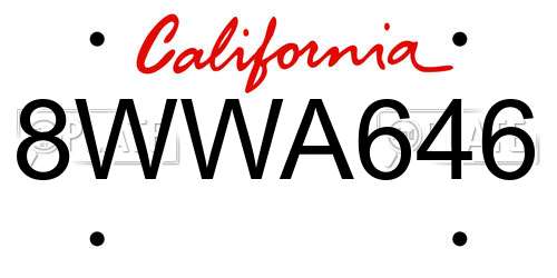 8WWA646 California License Plate