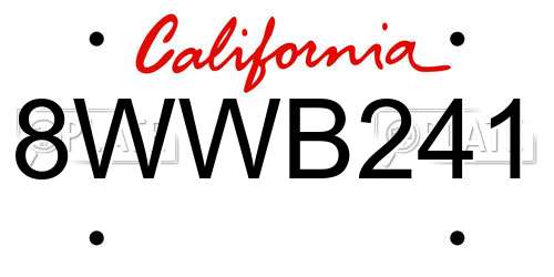 8WWB241 California License Plate