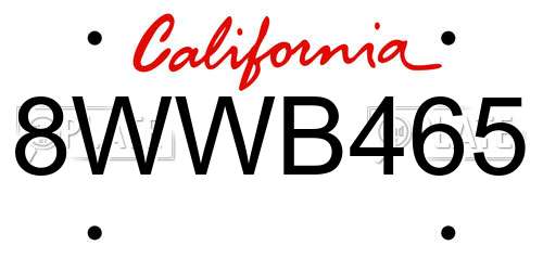 8WWB465 California License Plate