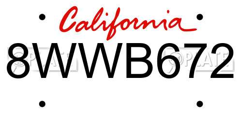 8WWB672 California License Plate
