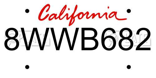8WWB682 California License Plate