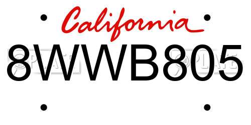 8WWB805 California License Plate