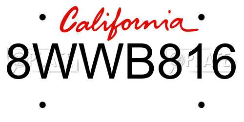 8WWB816 California License Plate