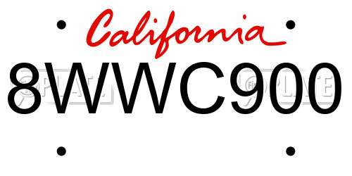 8WWC900 California License Plate